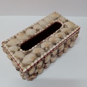 Vintage Handcrafted Seashell Tissue Box Holder